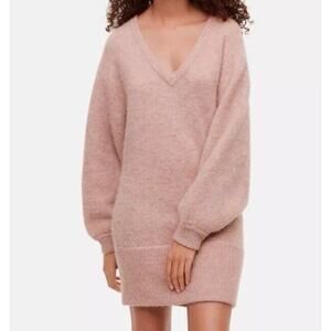 Babaton oversized mini Sweater Dress Wool Alpaca old money Fuzzy Beige Pink Sz 1
